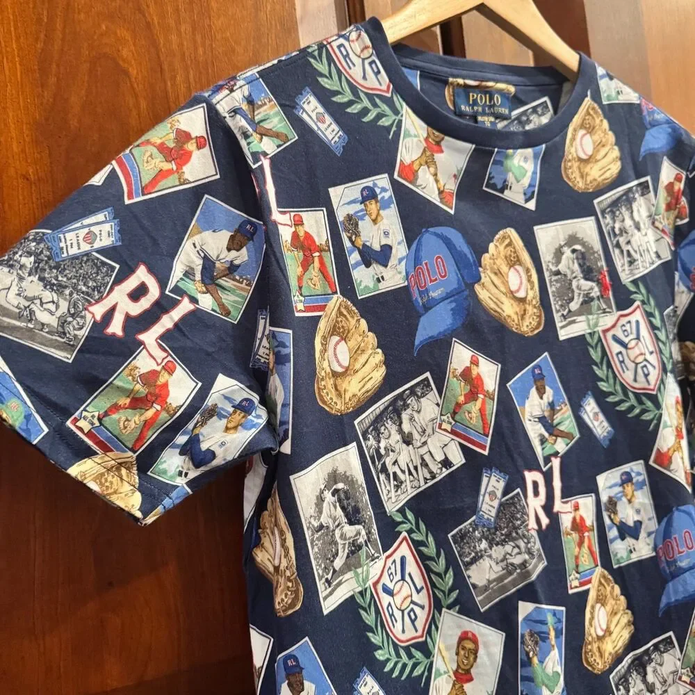 Polo Ralph Lauren Boys Baseball Print Cotton Graphic Jersey Tee XL (18-20) NWT